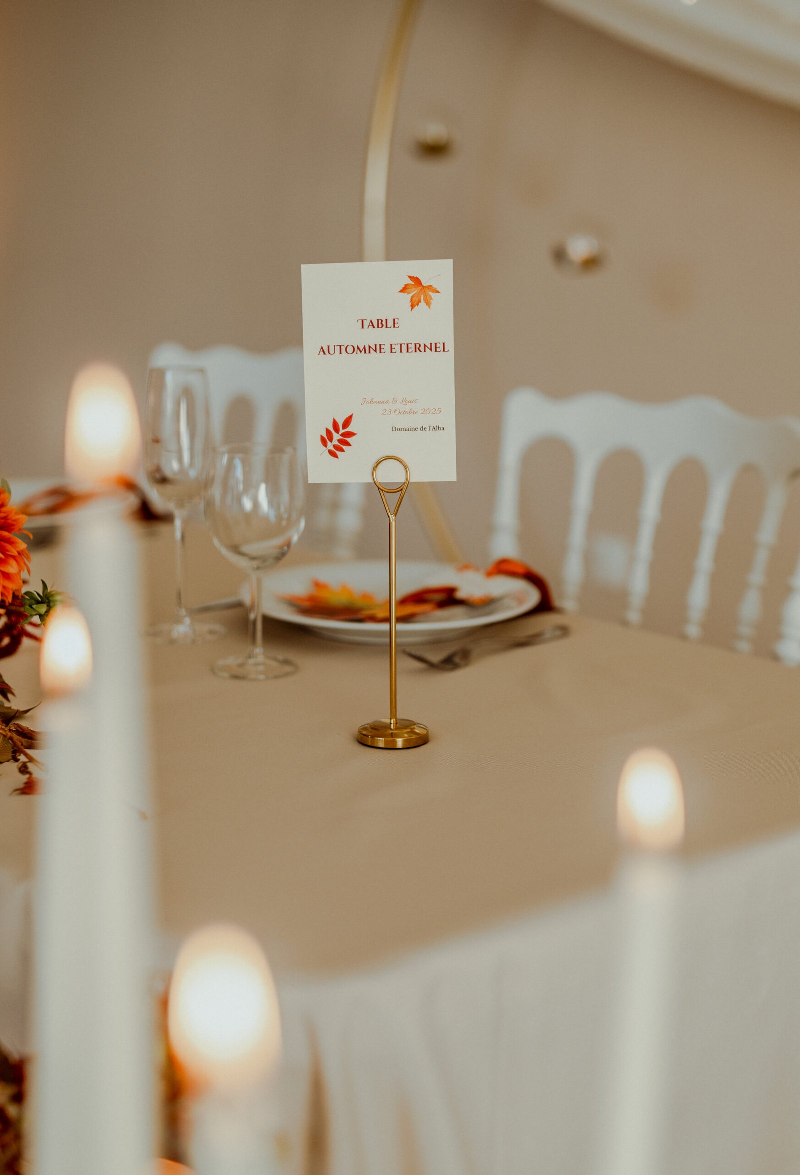 porte nom de table doré décoration