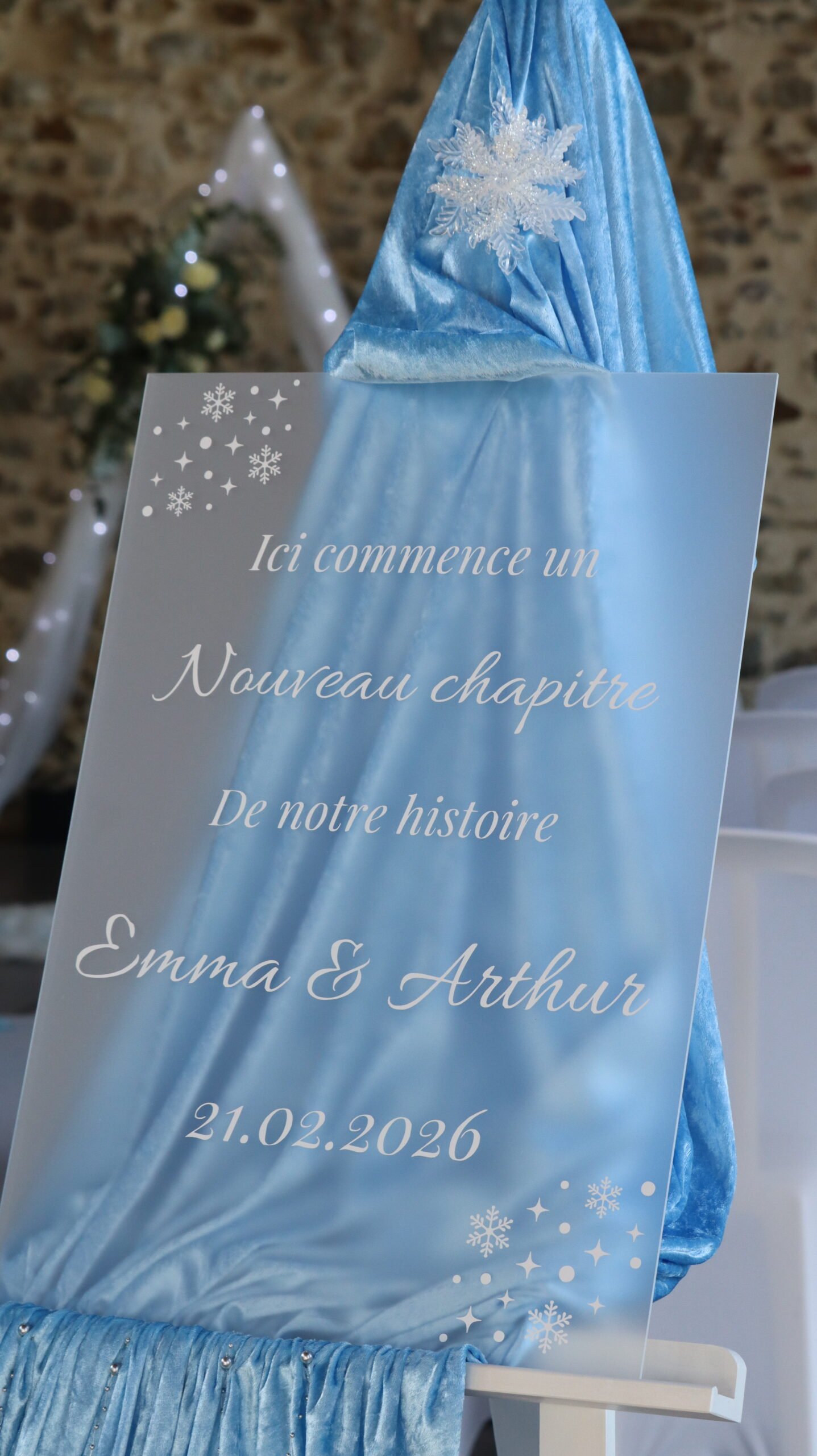 panneau de bienvenue acrylique givré mariage